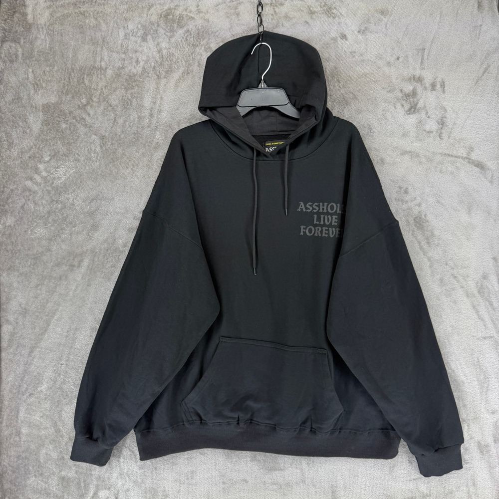 Assholes*s Live Forever Black Tonal Puff Print Hoodie XXXL Streetwear Sweatshirt